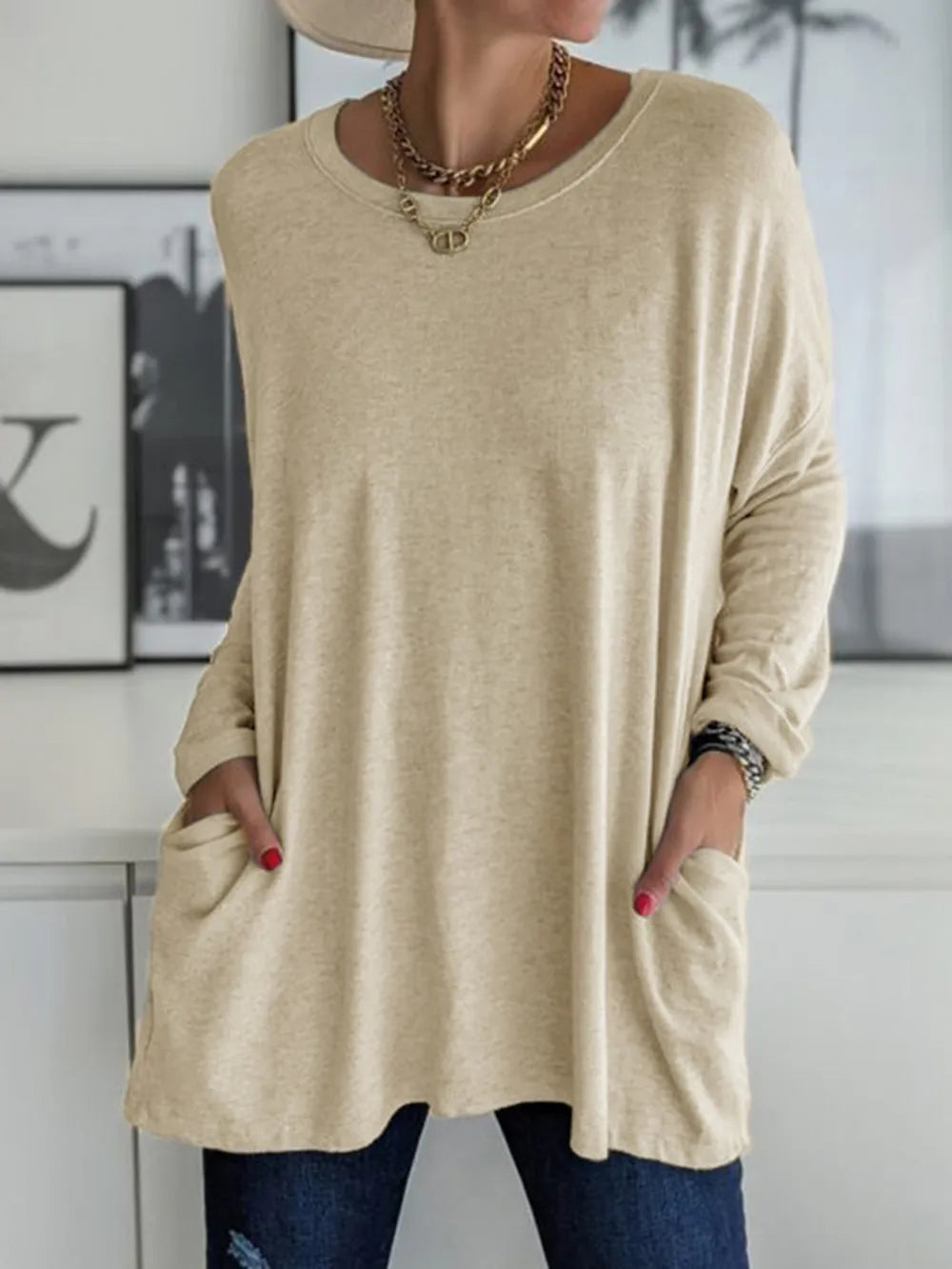 Full Size Round Neck Long Sleeve T-Shirt – Trendsi | ClozArt