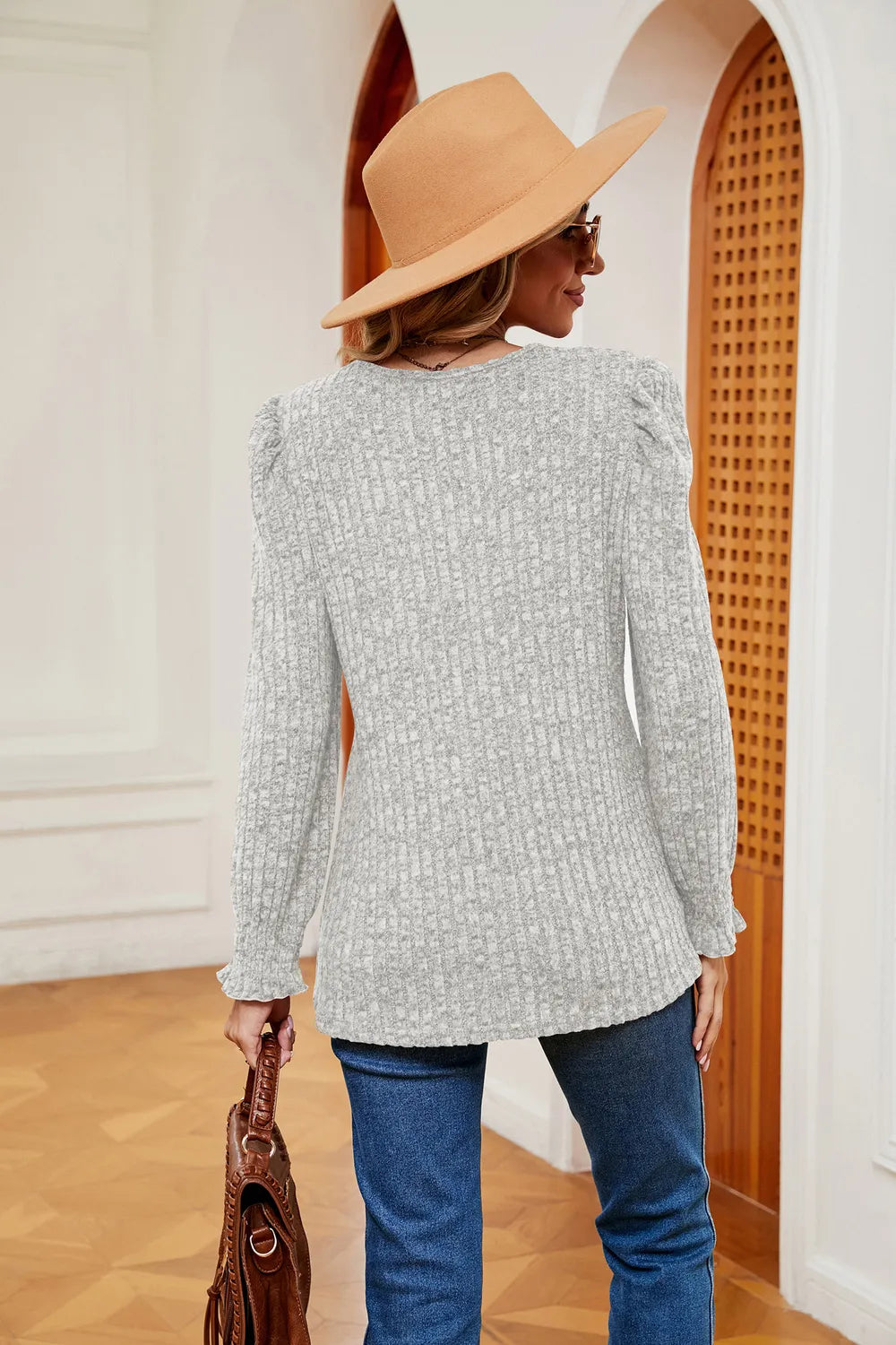 Square Neck Flounce Sleeve T-Shirt – Trendsi | ClozArt