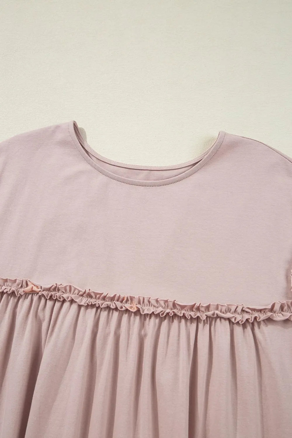 Frilled Trim Crew Neck Cap Sleeve Loose Fit Mini Dress – Trendsi | ClozArt