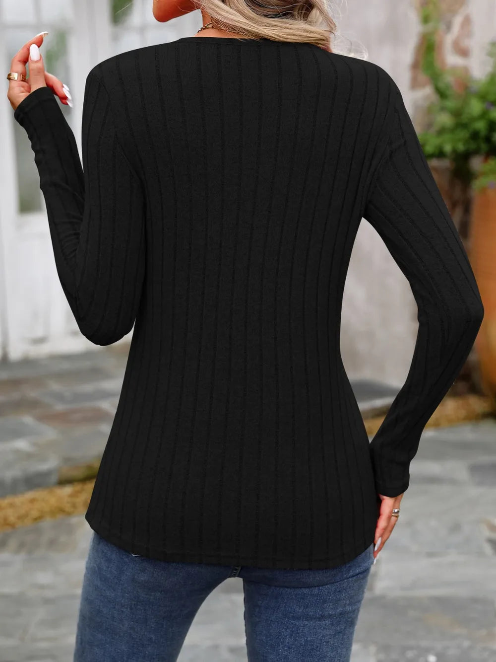 Decorative Button Round Neck Long Sleeve T-Shirt – Trendsi | ClozArt