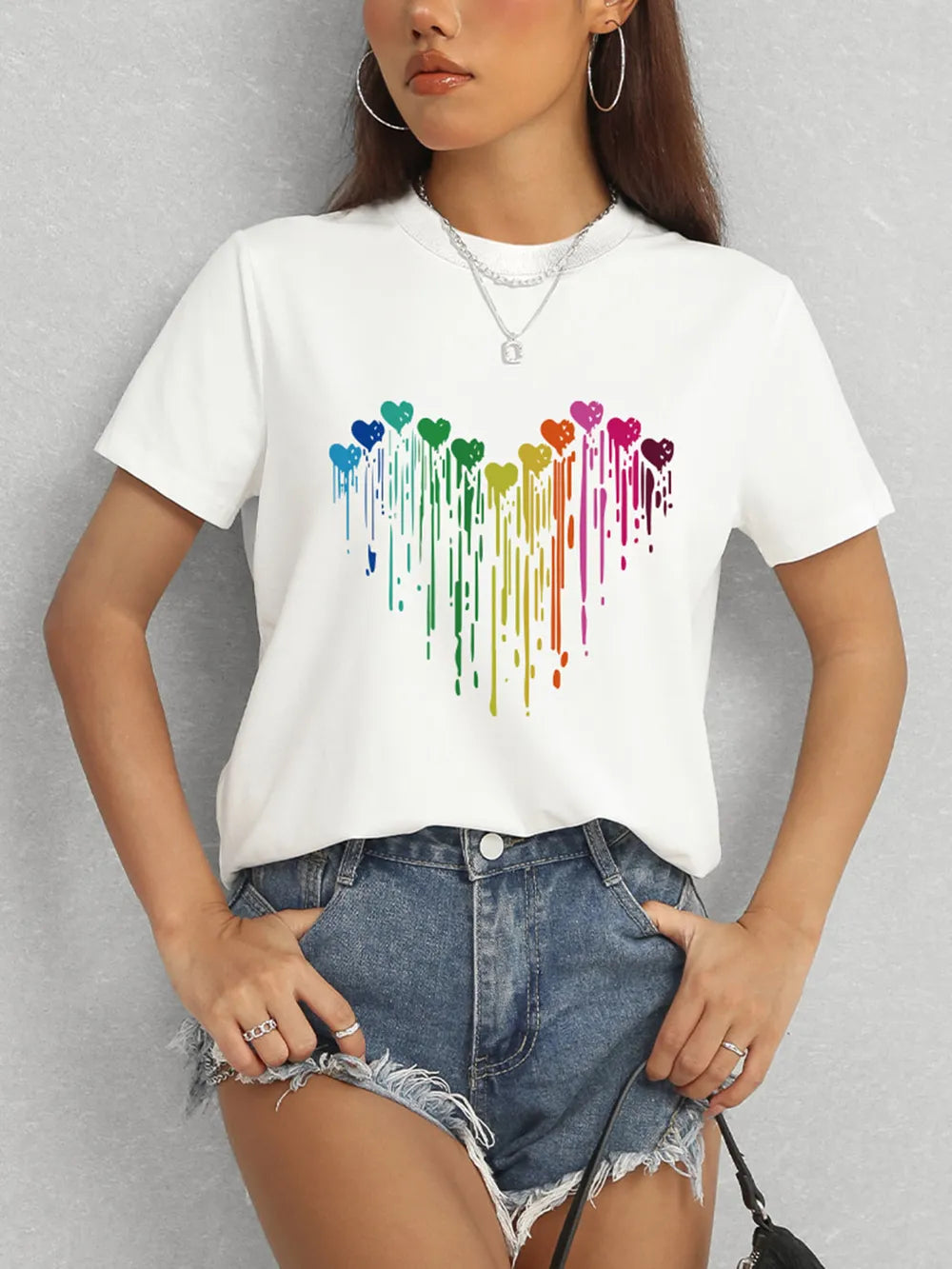 Heart Round Neck Short Sleeve T-Shirt – Trendsi | ClozArt