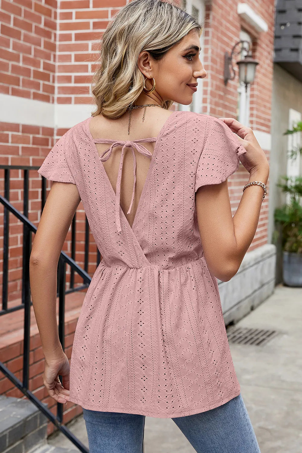 Tied Ruffled Round Neck Peplum T-Shirt – Trendsi | ClozArt