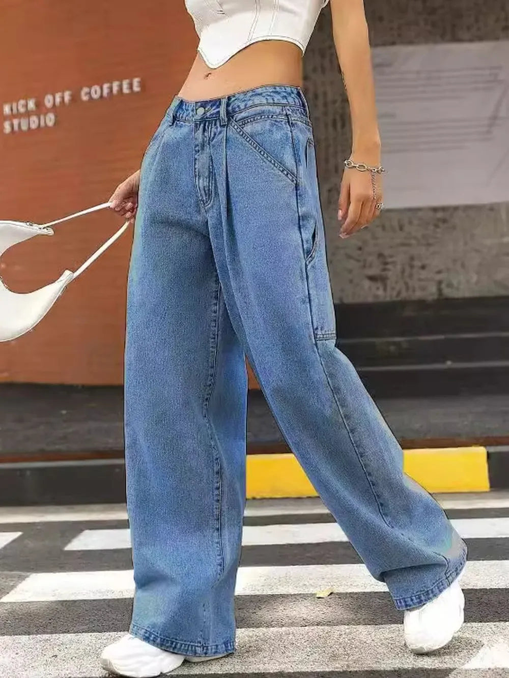 Wide Leg Jeans with Pockets – Trendsi | ClozArt