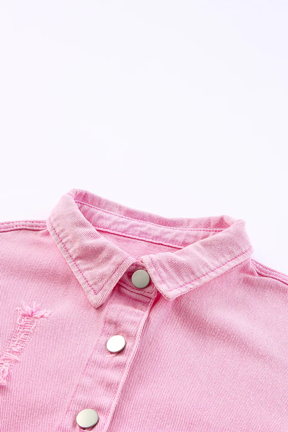 Distressed Button Up Raw Hem Denim Jacket – Trendsi | ClozArt