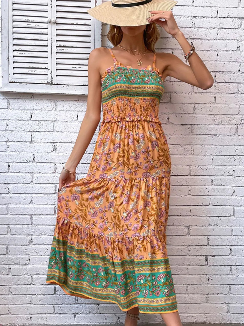 Printed Square Neck Midi Cami Dress – Trendsi | ClozArt