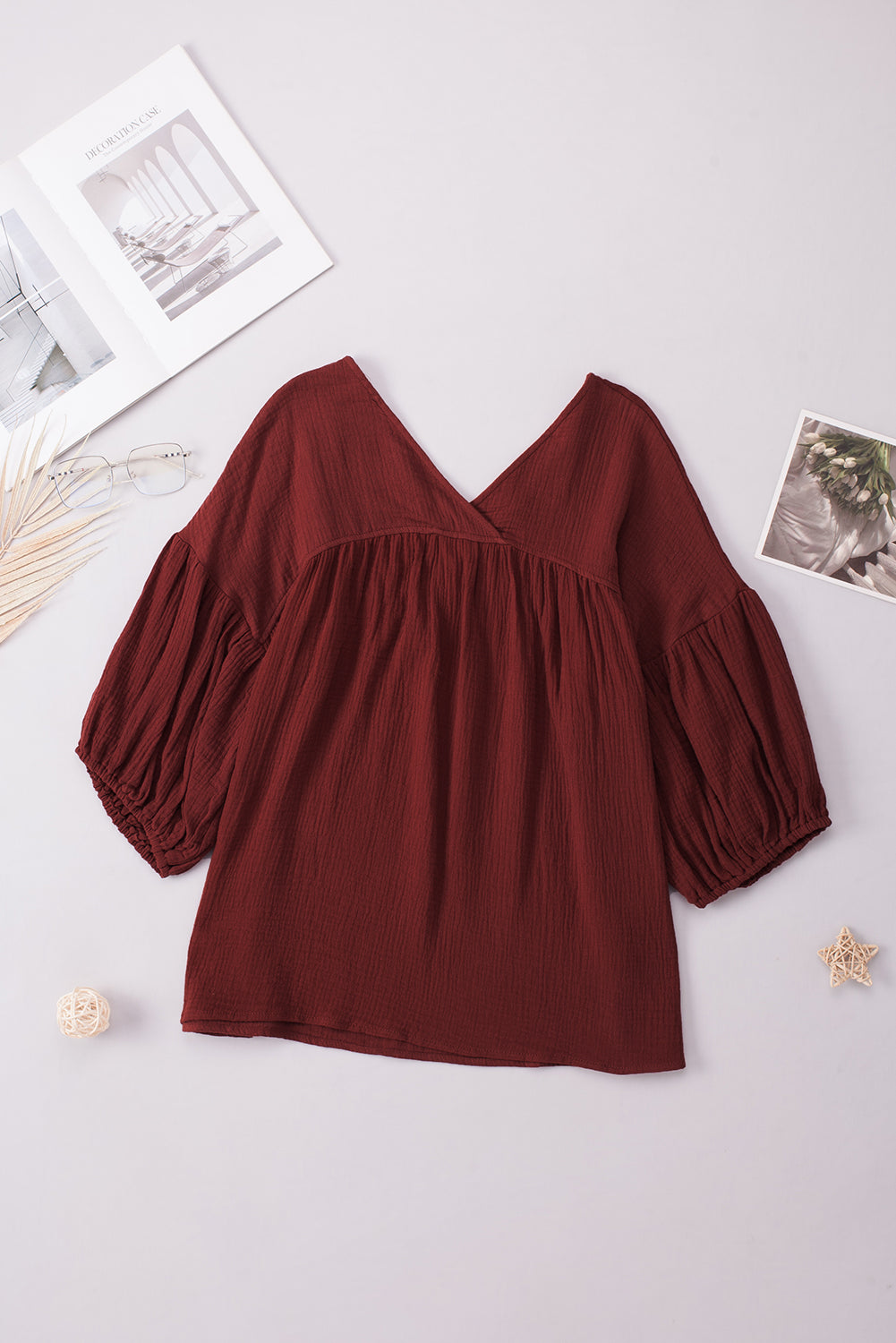 Dropped Shoulder V-Neck Blouse – Trendsi | ClozArt