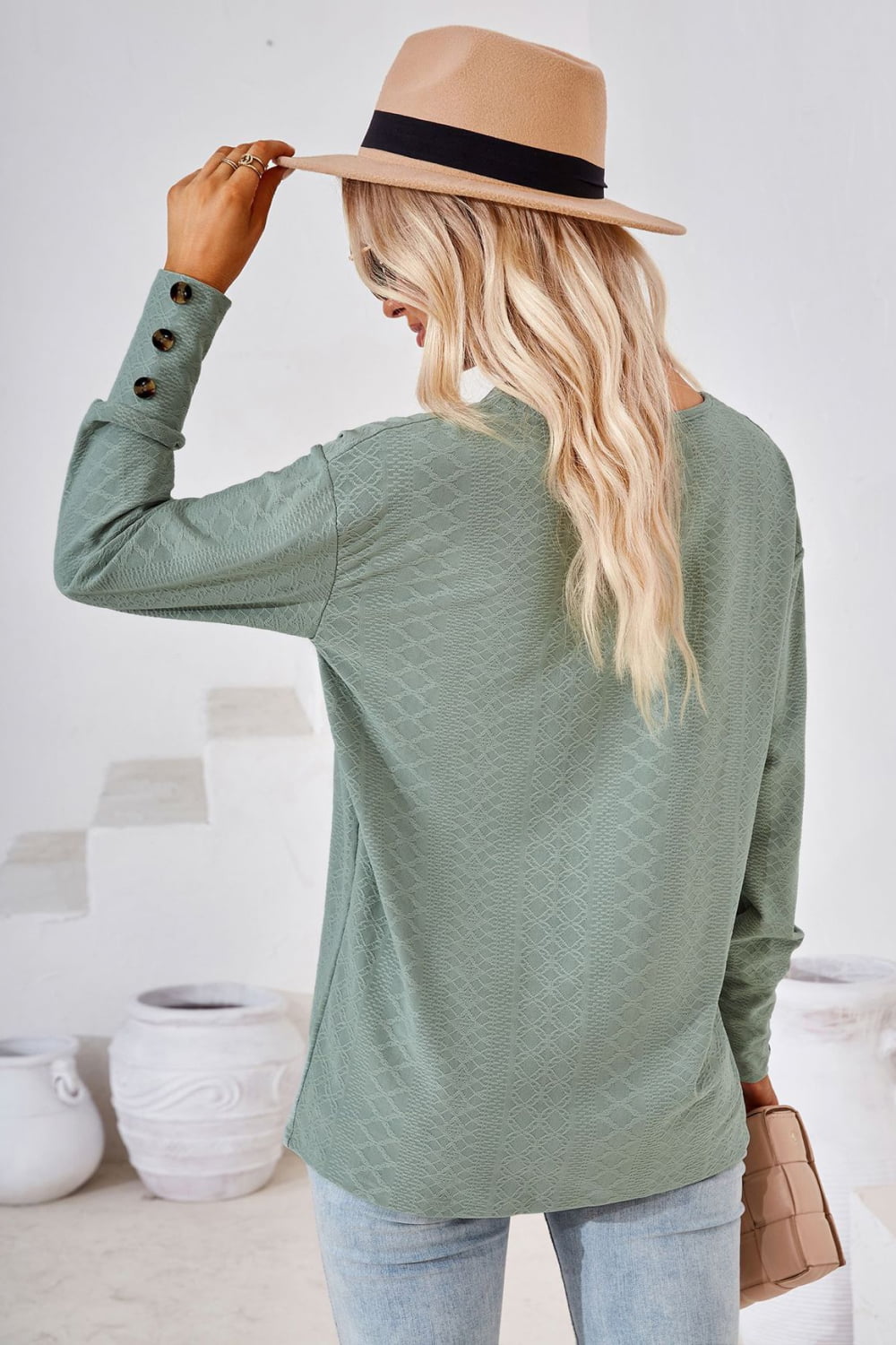 V-Neck Long Sleeve Blouse – Trendsi | ClozArt