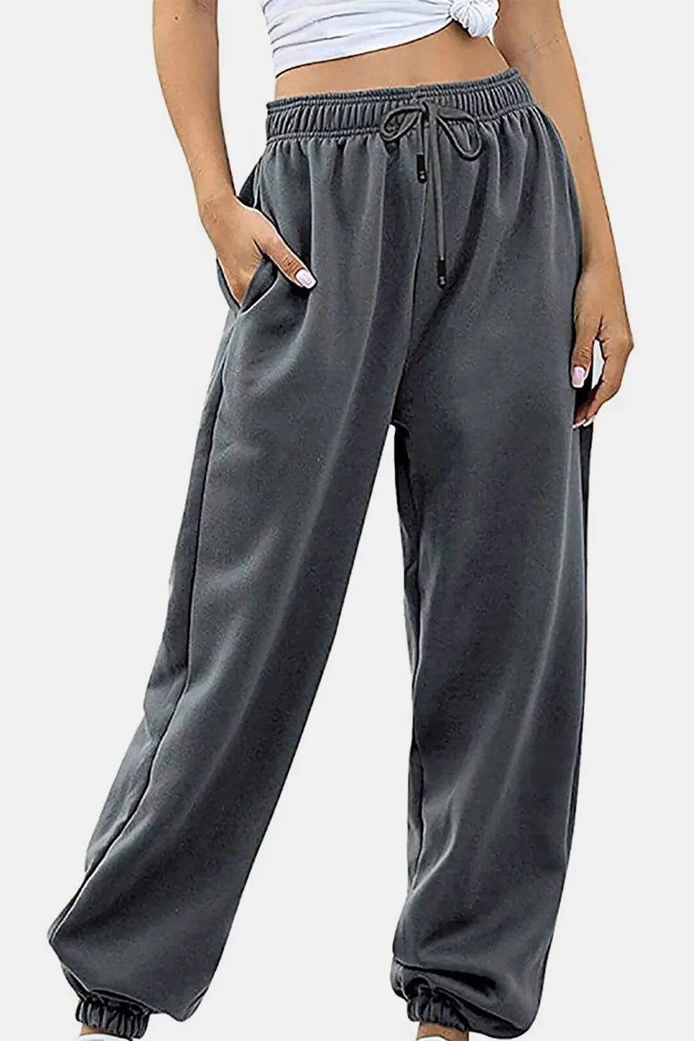 Elastic Waist Joggers with Pockets – Trendsi | ClozArt
