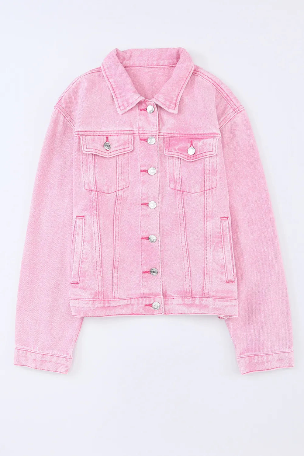 Pocketed Button Up Collared Neck Denim Jacket – Trendsi | ClozArt