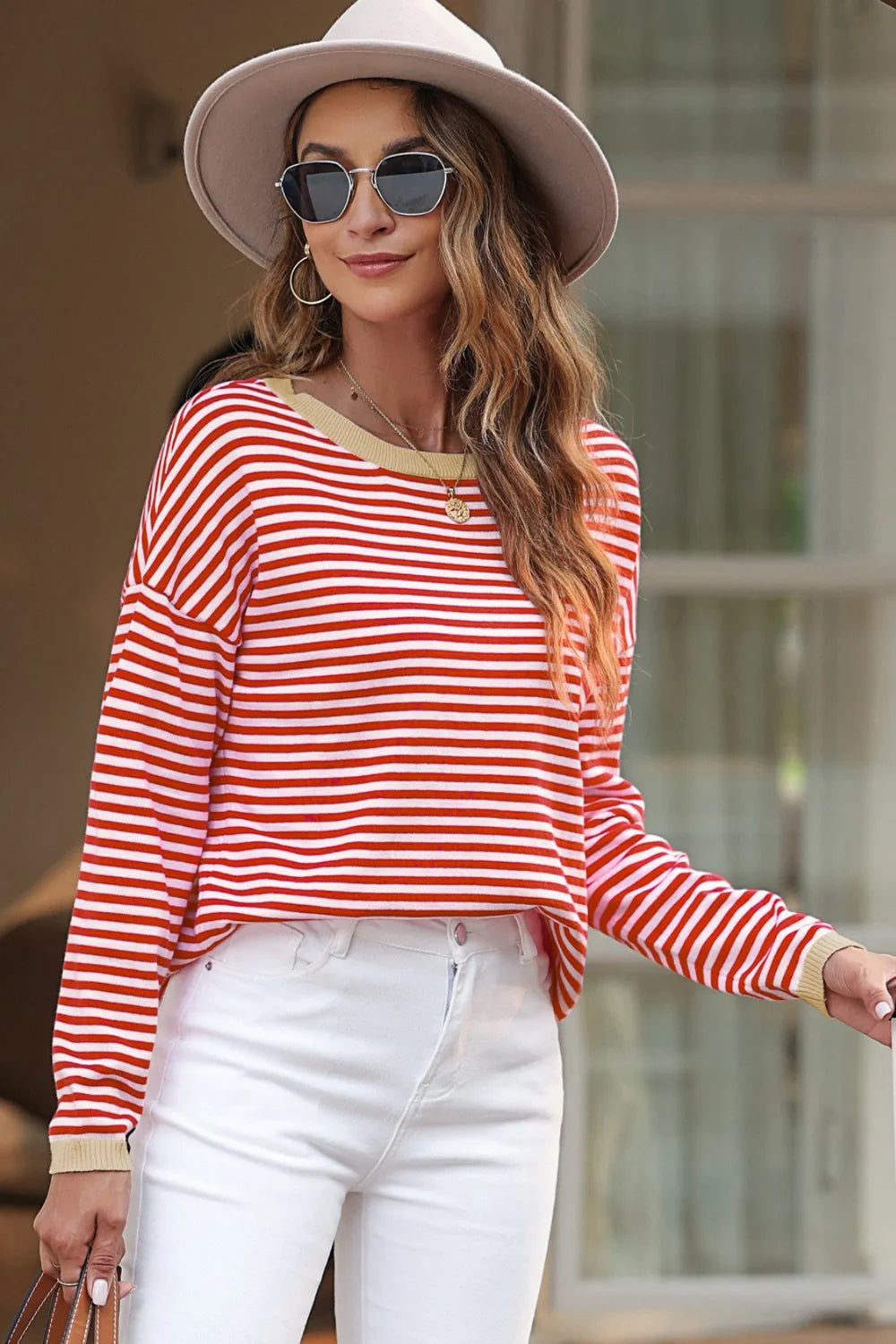 Striped Round Neck Drop Shoulder T-Shirt – Trendsi | ClozArt