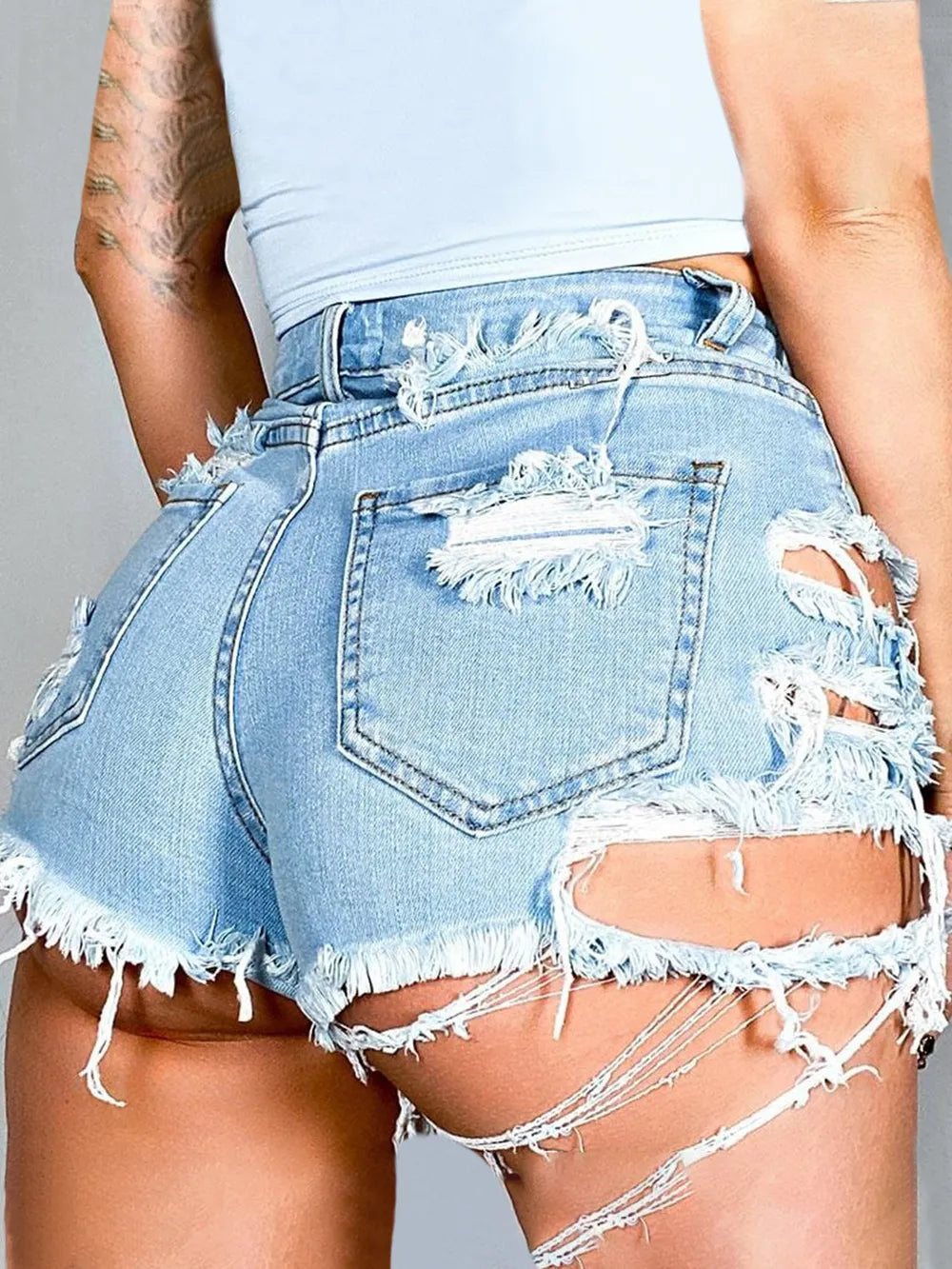 Distressed Raw Hem Denim Shorts with Pockets – Trendsi | ClozArt