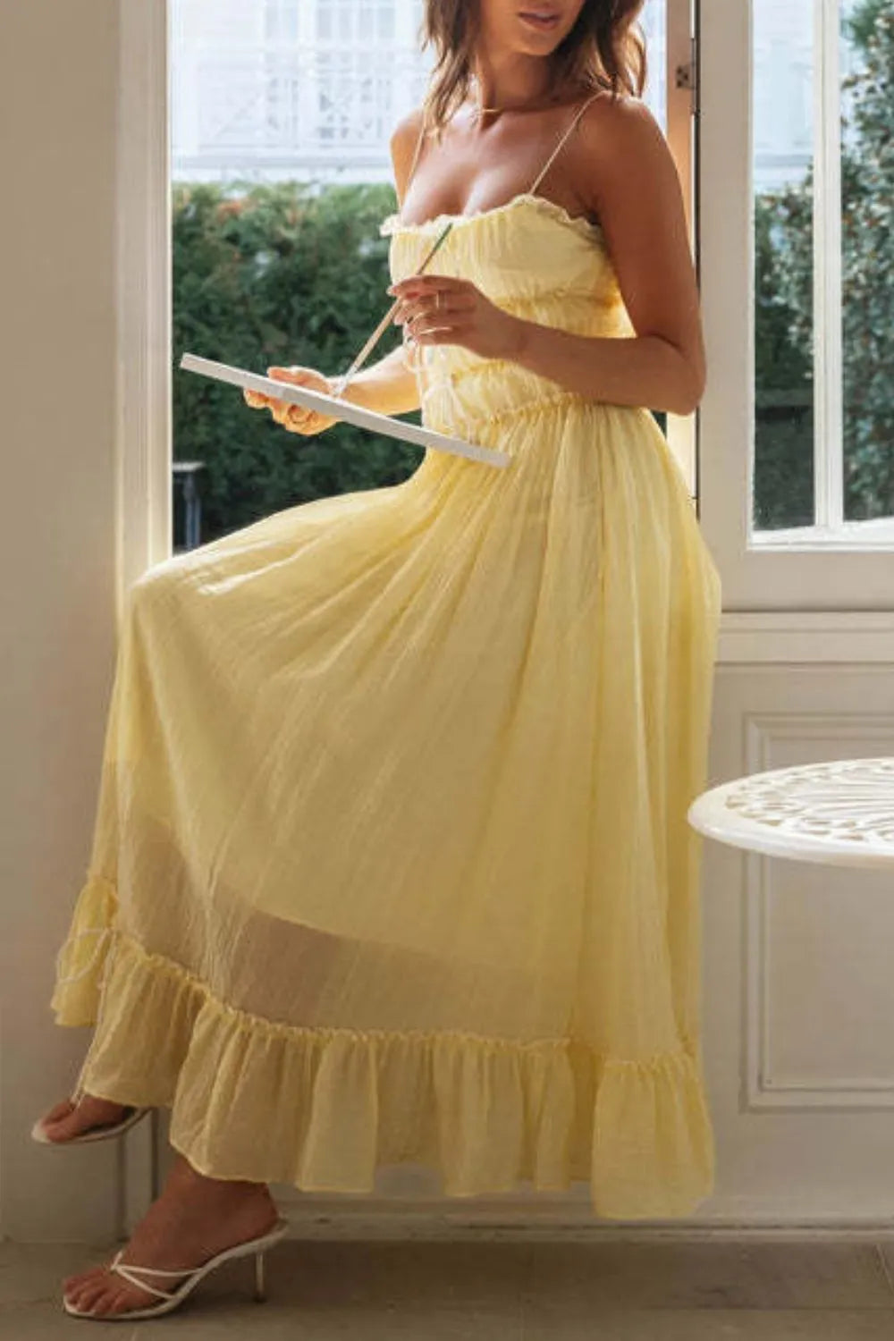 Frill Tied Front Midi Cami Dress – Trendsi | ClozArt