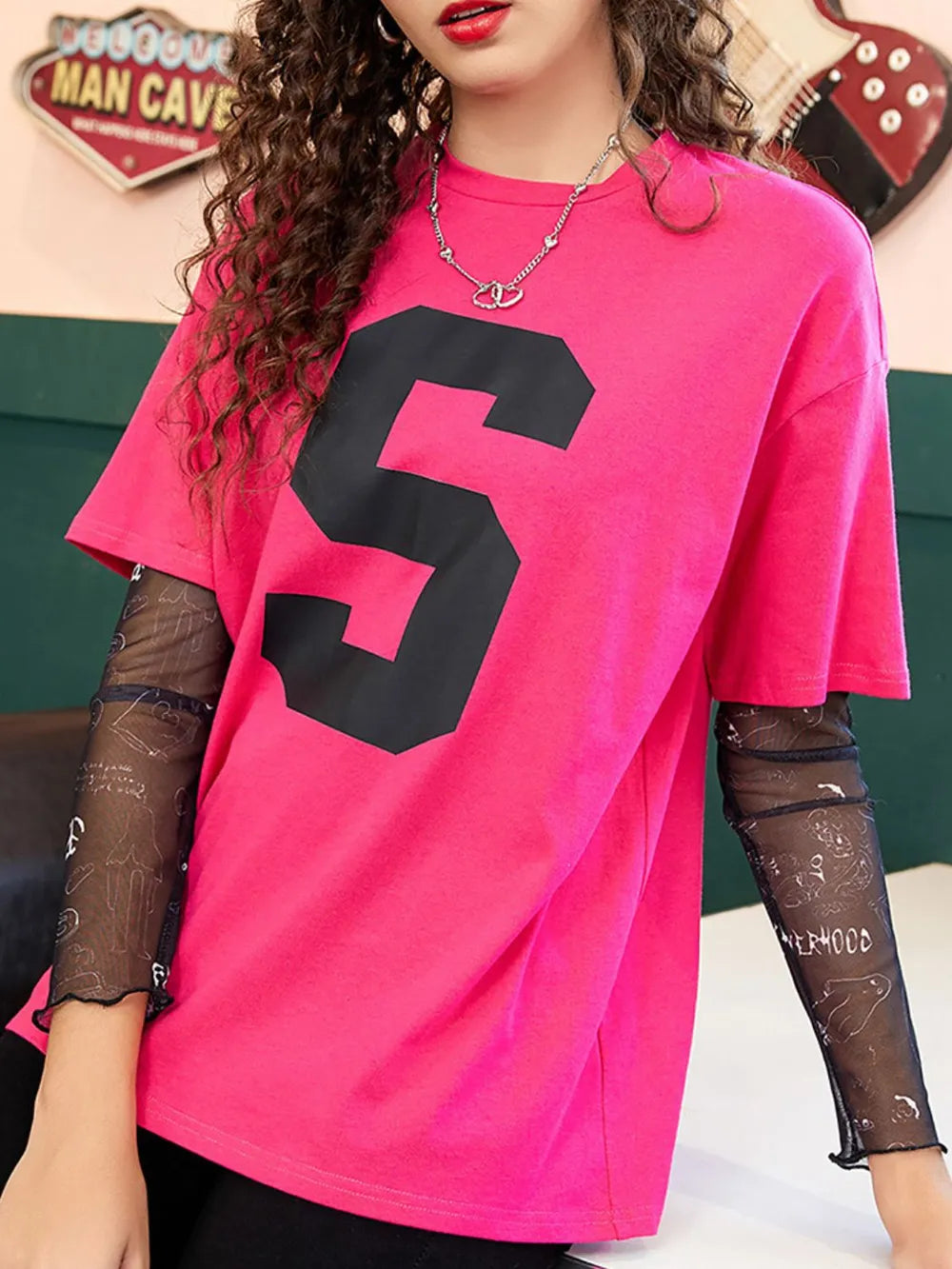 Letter Graphic Round Neck Half Sleeve T-Shirt – Trendsi | ClozArt