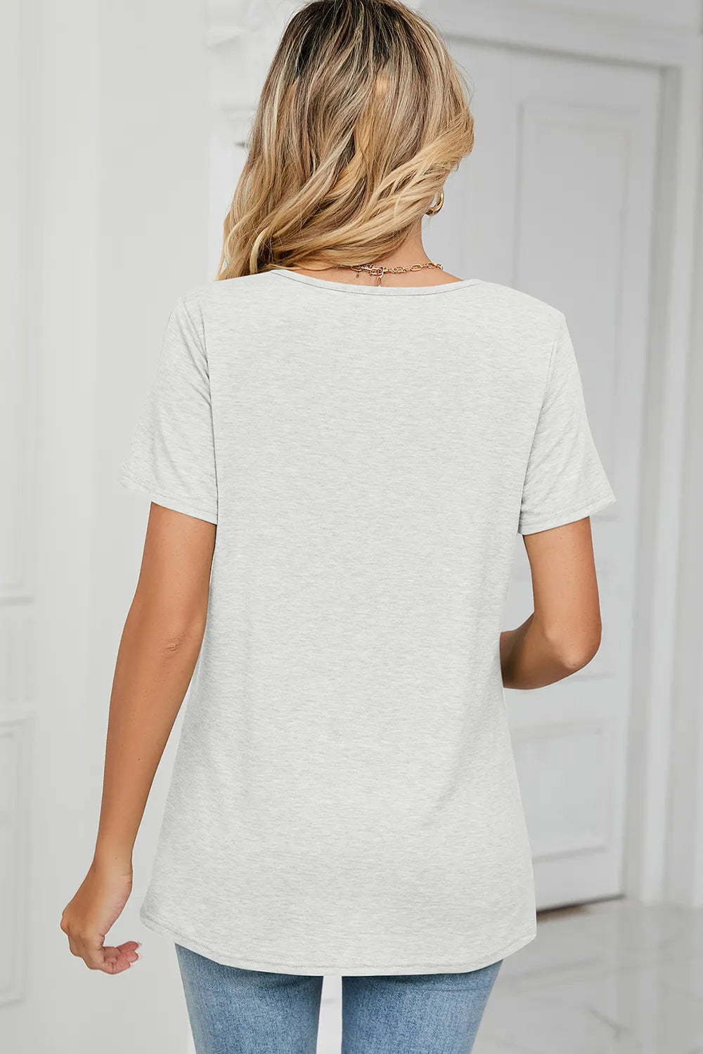 Ruched Heathered Short Sleeve T-Shirt – Trendsi | ClozArt