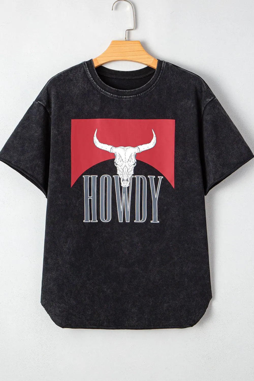 Western HOWDY Steer Head Print Side Slits Loose Fit T Shirt – Trendsi | ClozArt
