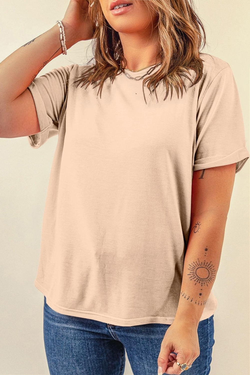 Red Solid Color Basic Crew Neck Plain Tee – Shewin | ClozArt