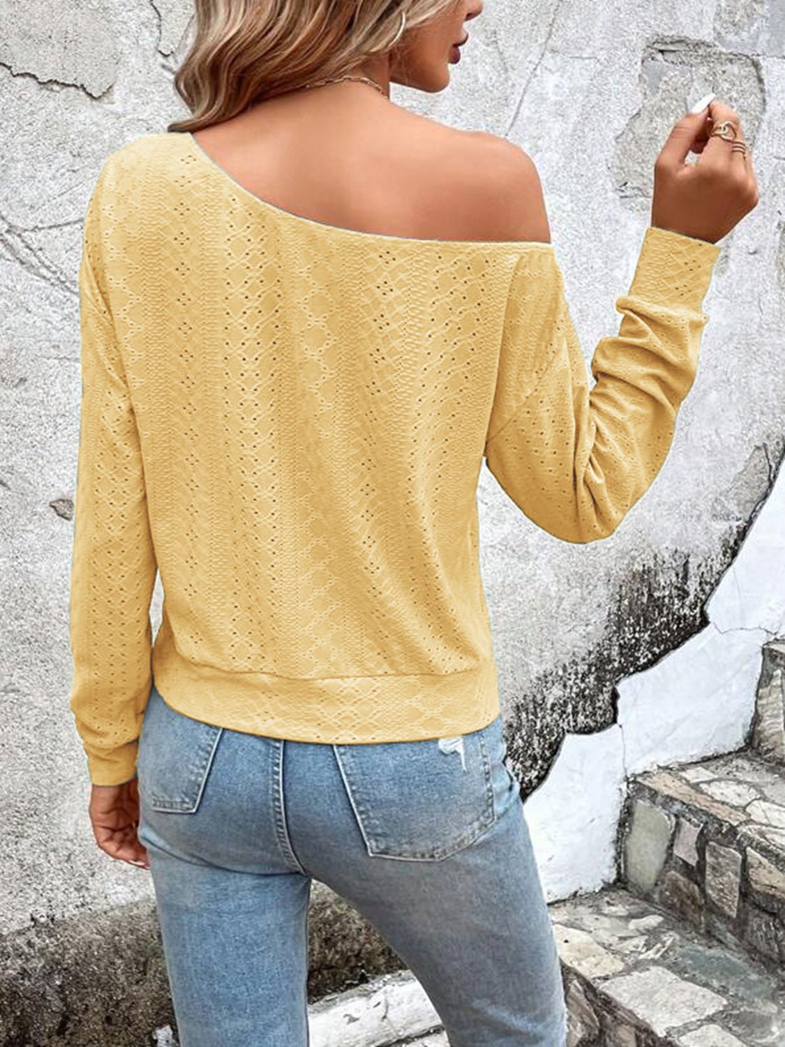 Eyelet Dropped Shoulder Blouse – Trendsi | ClozArt