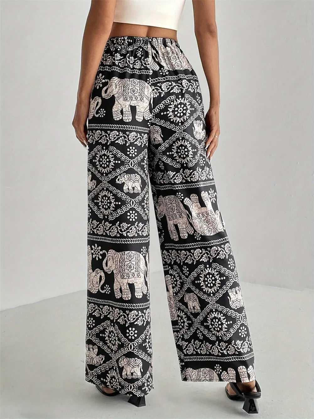 Printed Wide Leg Elastic Waist Pants – Trendsi | ClozArt