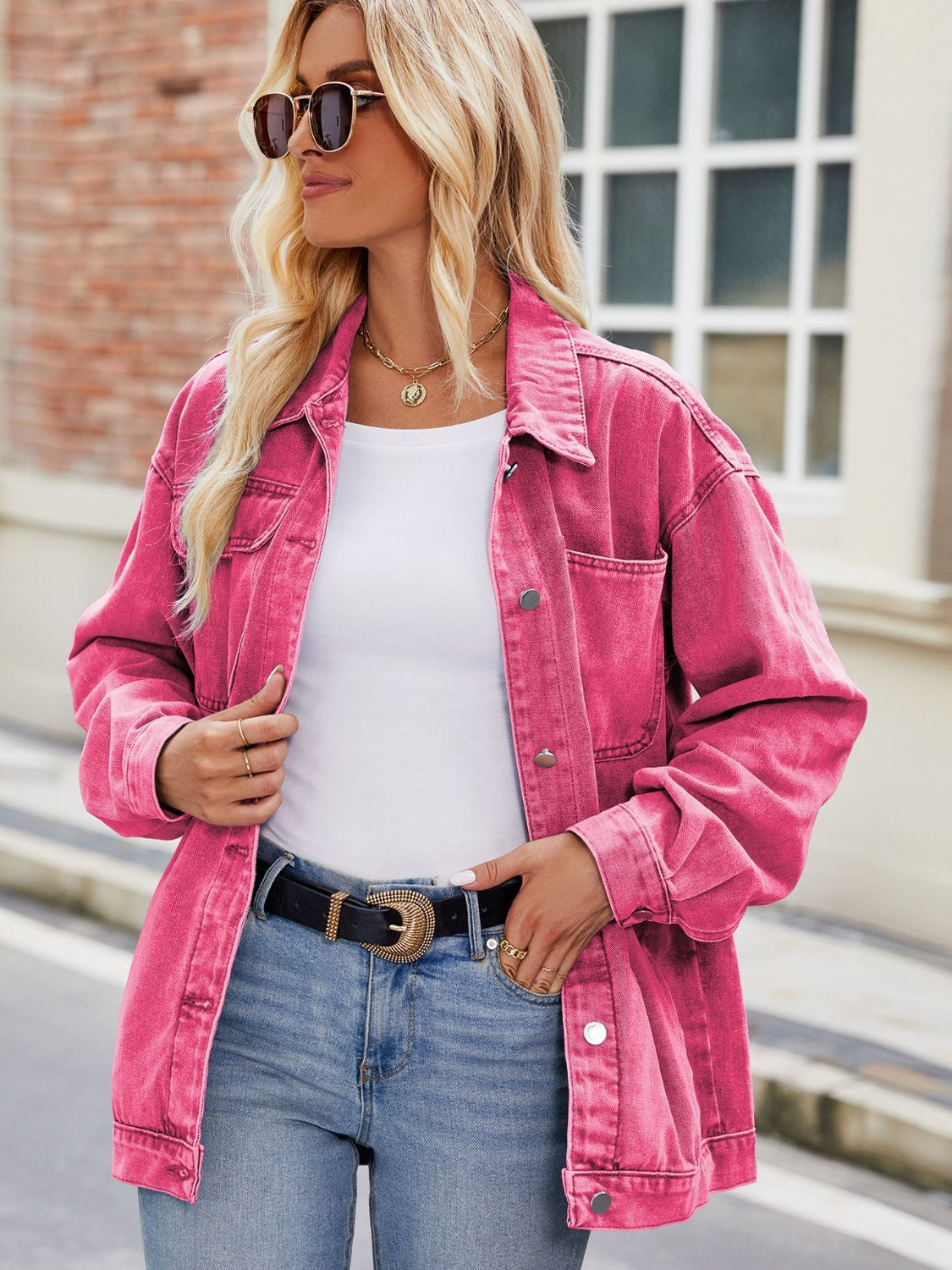 Button Up Denim Jacket with Pockets – Trendsi | ClozArt