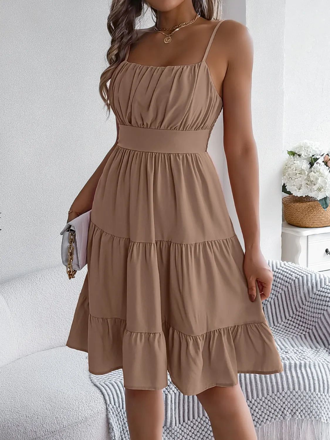 Smocked Back Tiered Cami Dress – Trendsi | ClozArt