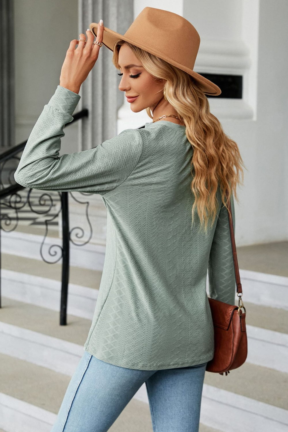 Notched Neck Long Sleeve Buttoned Blouse – Trendsi | ClozArt
