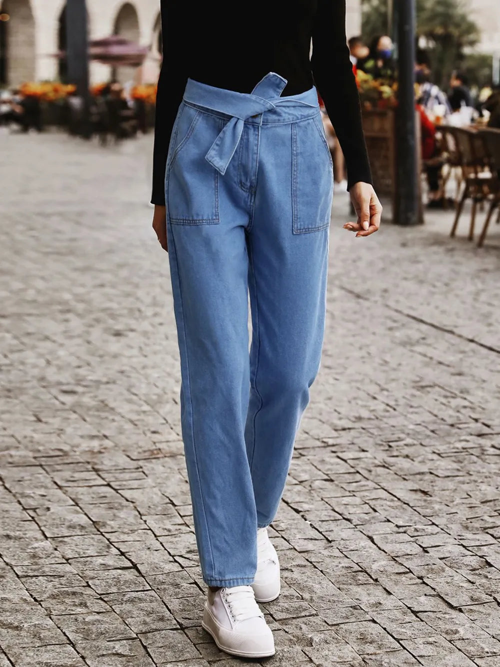 Tied Straight Jeans with Pockets – Trendsi | ClozArt