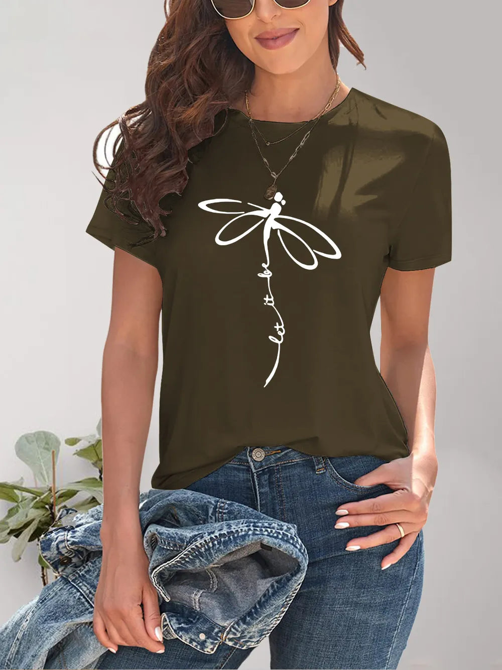 Dragonfly Graphic Round Neck Short Sleeve T-Shirt – Trendsi | ClozArt