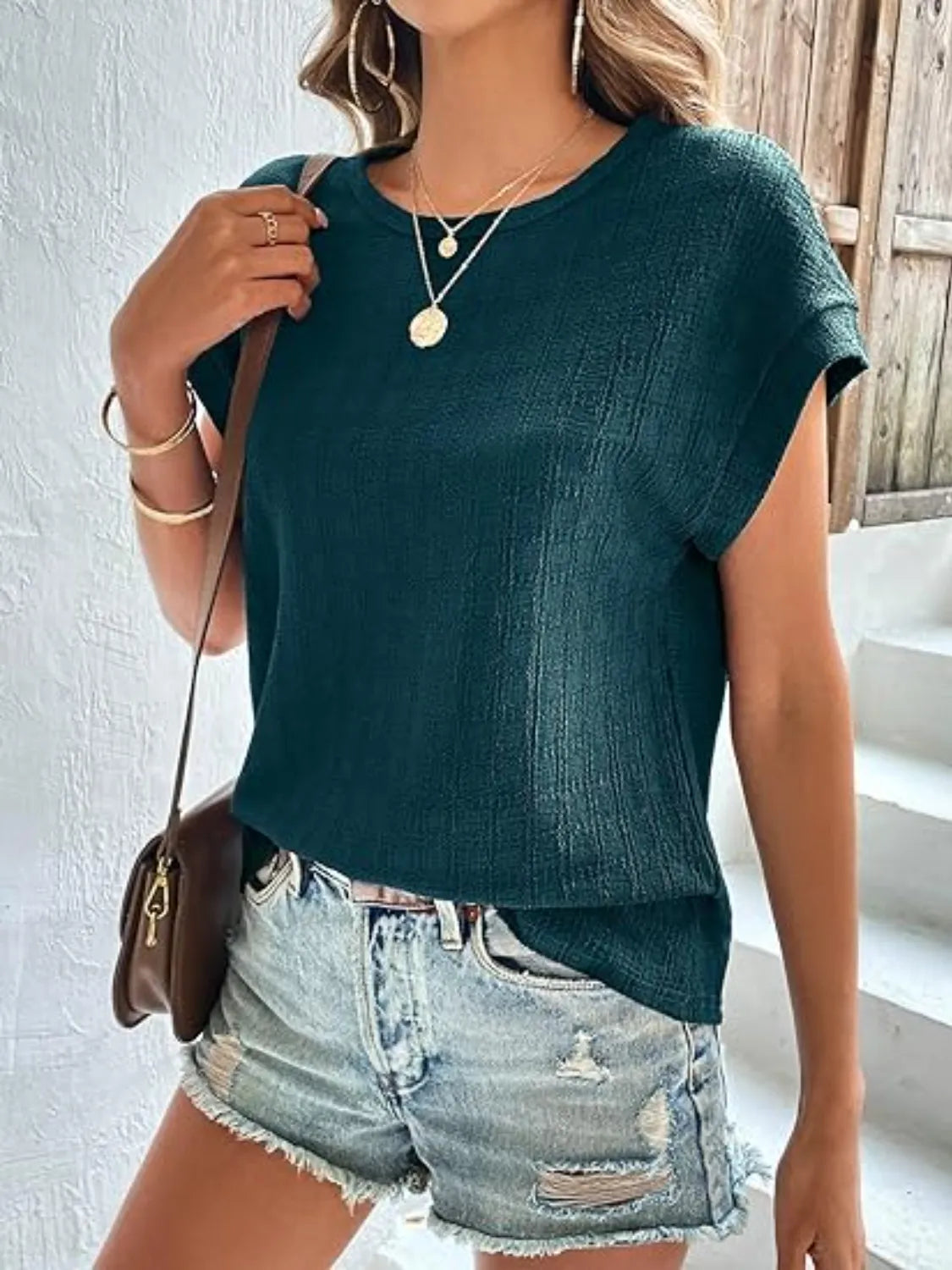Round Neck Cap Sleeve T-Shirt – Trendsi | ClozArt