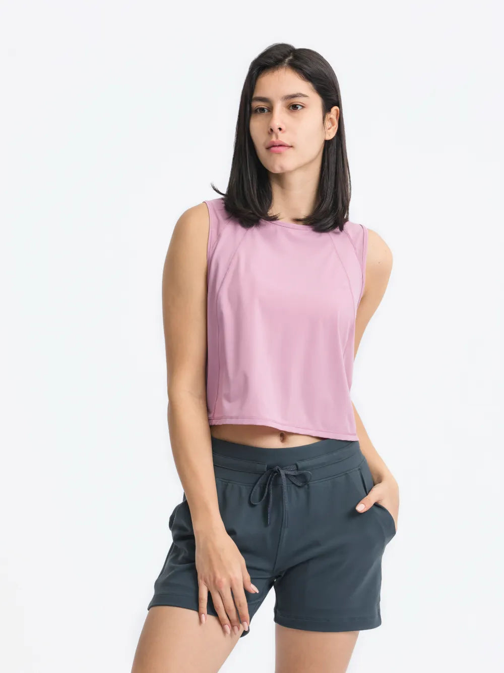 Millennia Round Neck Cropped Active Tank – Trendsi | ClozArt