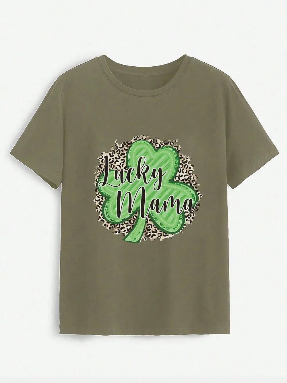 LUCKY MAMA Round Neck T-Shirt – Trendsi | ClozArt