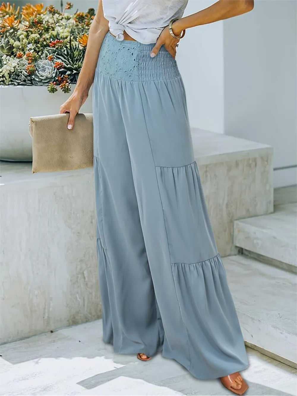 Smocked High Waist Pants – Trendsi | ClozArt