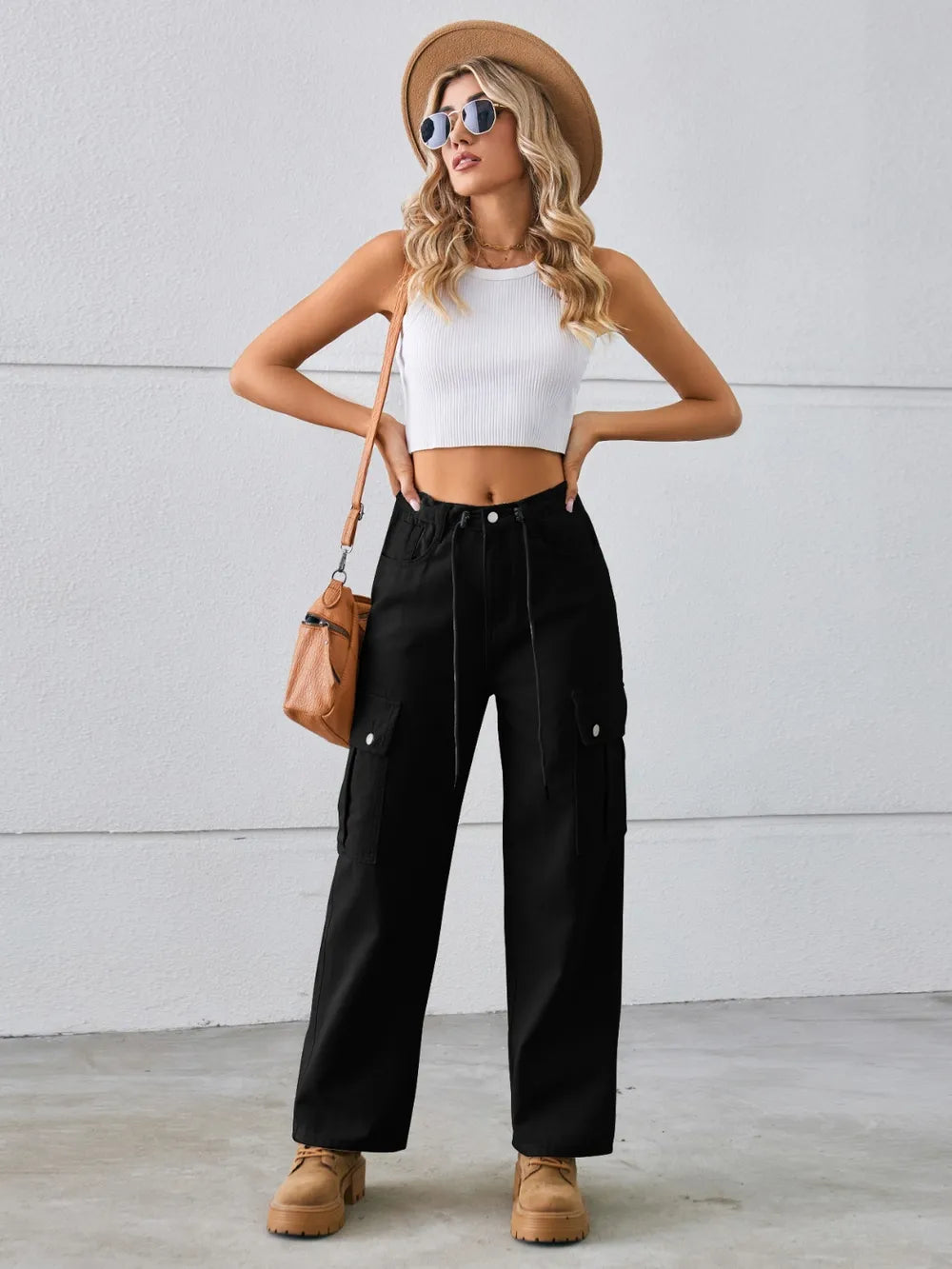 Drawstring Mid-Rise Waist Straight Cargo Jeans – Trendsi | ClozArt