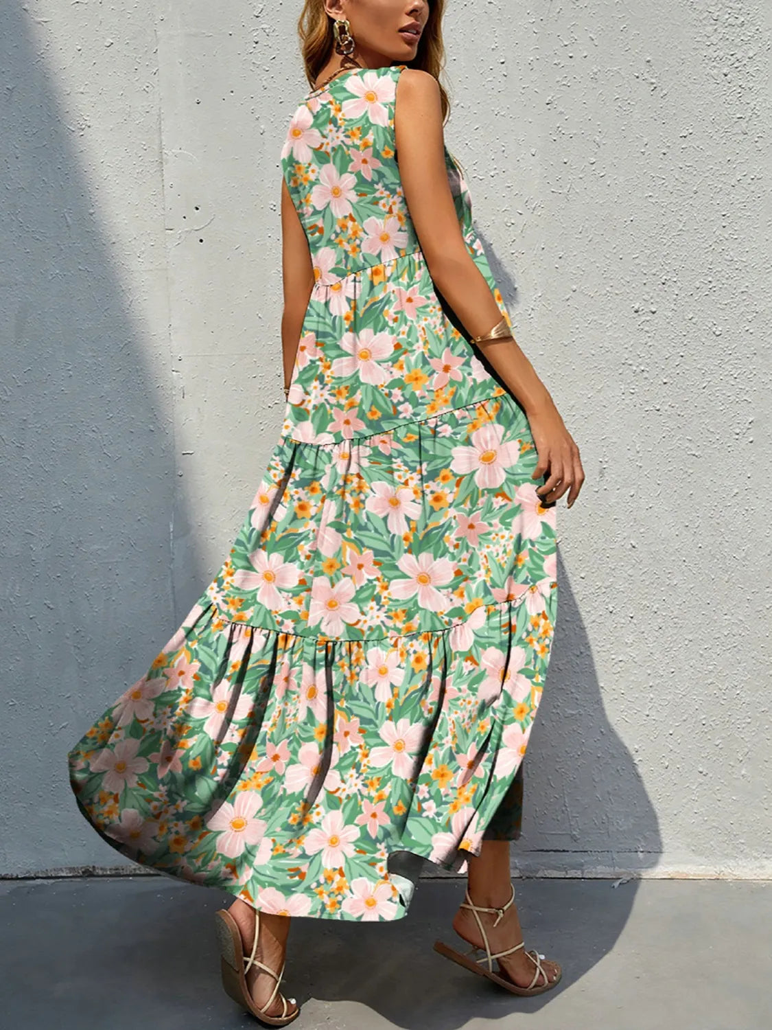 Floral Tiered Maxi Tank Dress – Trendsi | ClozArt