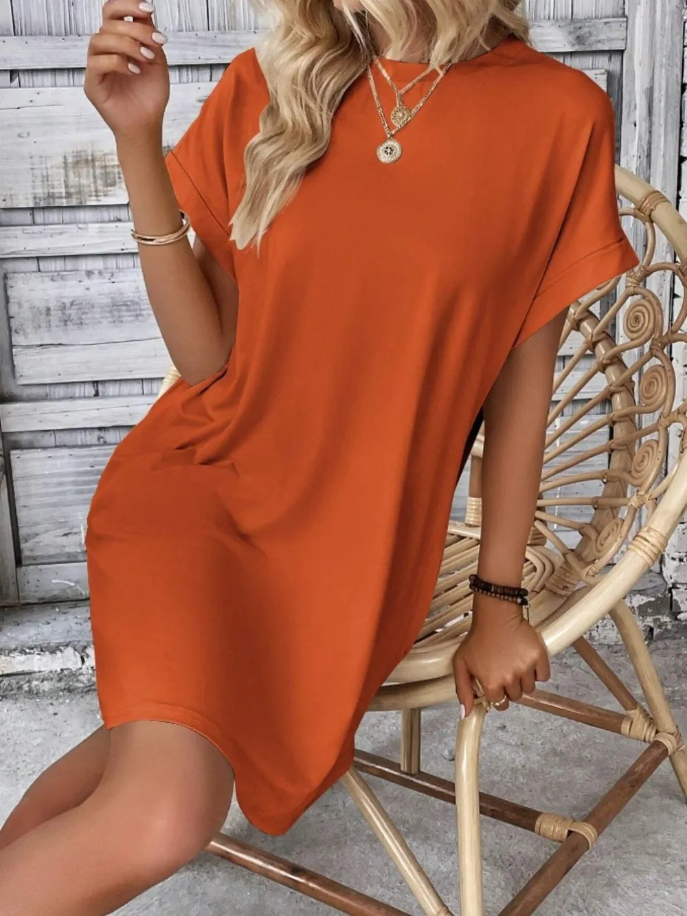 Pocketed Round Neck Short Sleeve Dress – Trendsi | ClozArt
