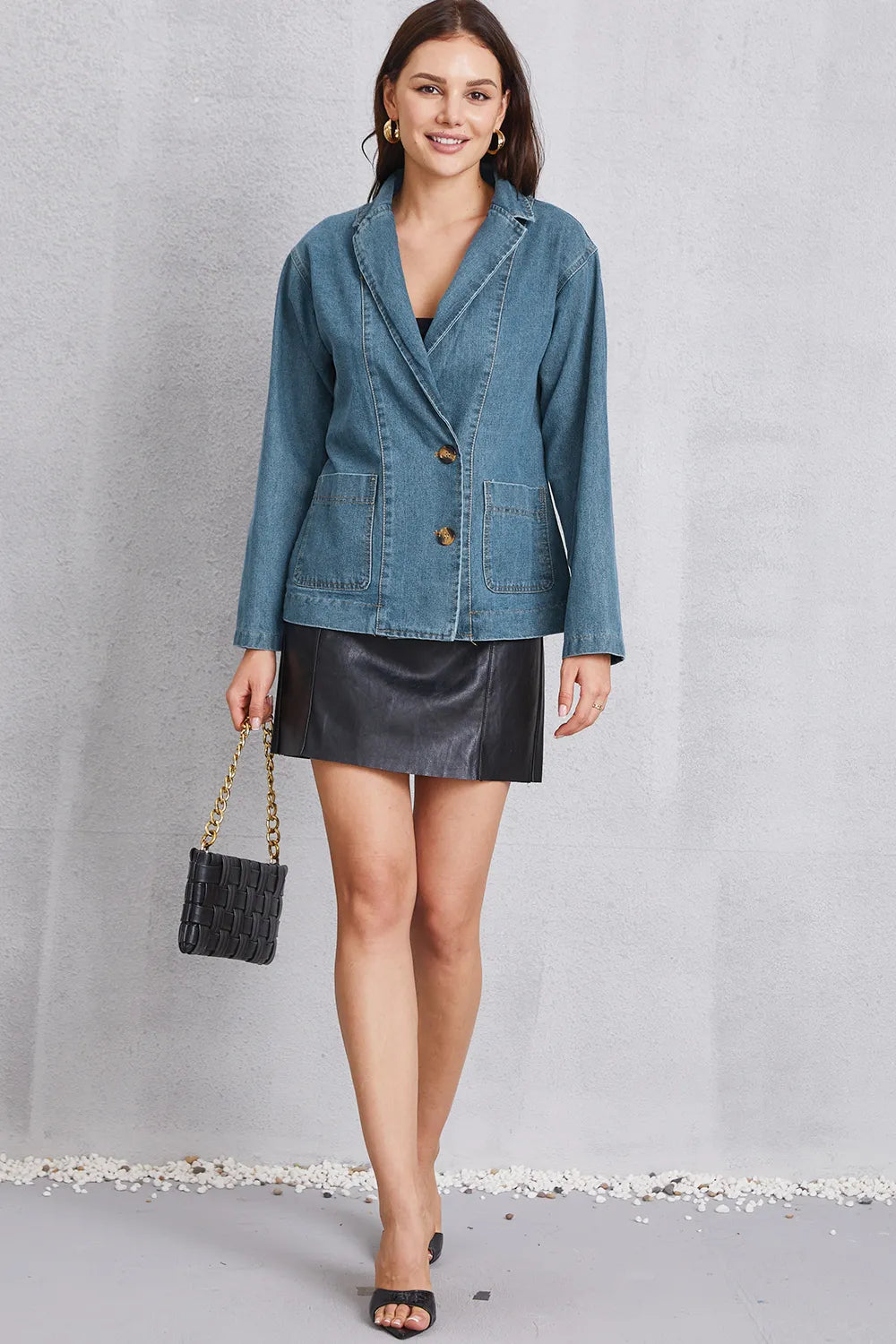 Pocketed Button Up Denim Jacket – Trendsi | ClozArt
