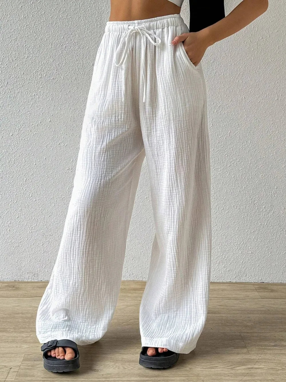 Drawstring Wide Leg Pants – Trendsi | ClozArt
