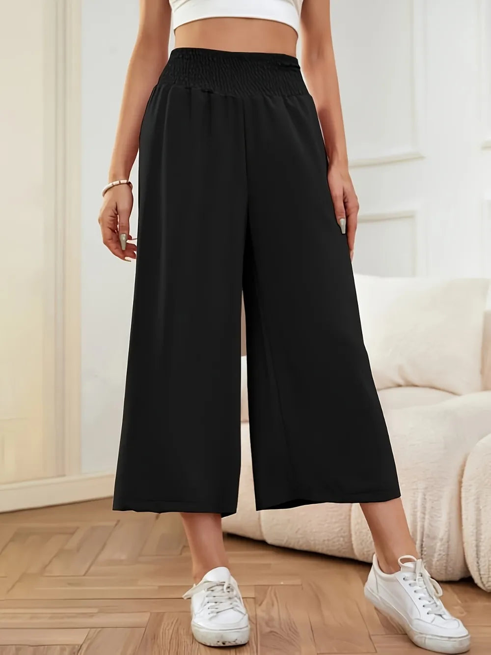 Elastic Waist Wide Leg Pants – Trendsi | ClozArt
