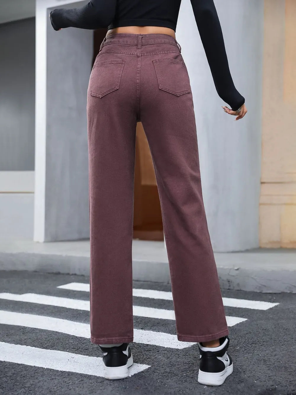 Straight Leg Jeans with Pockets – Trendsi | ClozArt