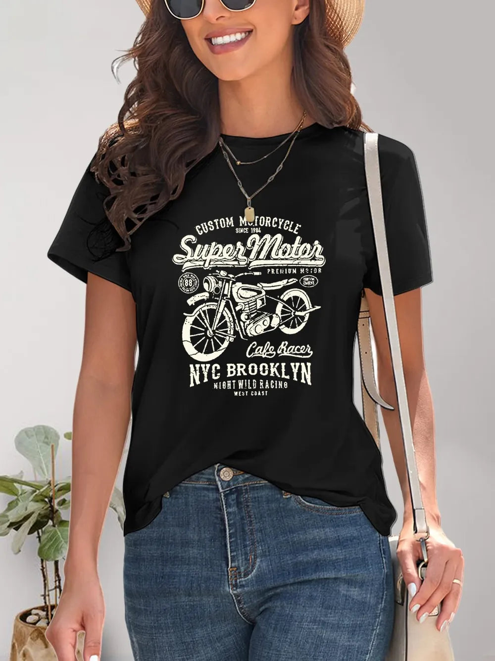 Motorcycle Graphic Round Neck T-Shirt – Trendsi | ClozArt