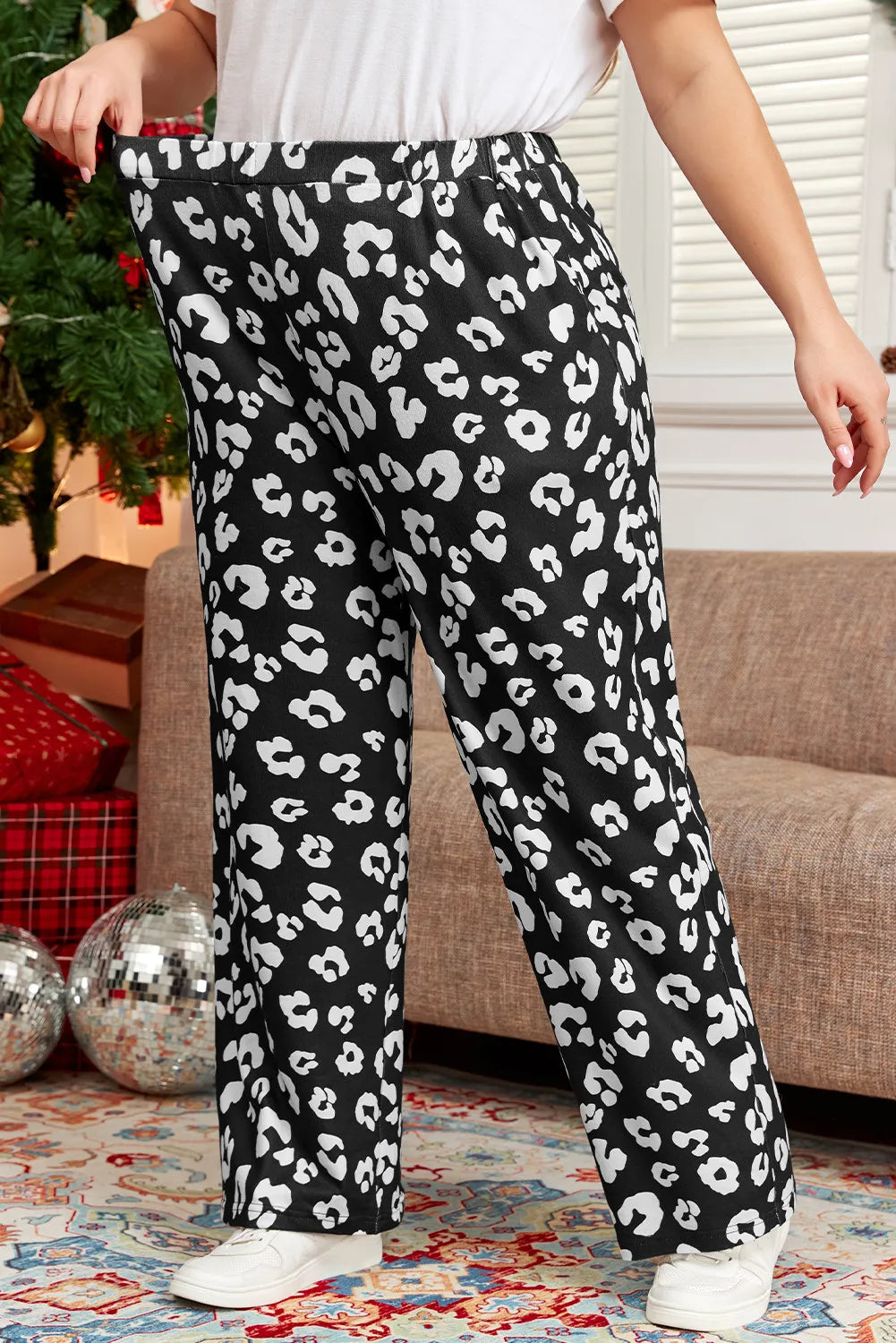 Plus Size Leopard Elastic Waist Pants – Trendsi | ClozArt