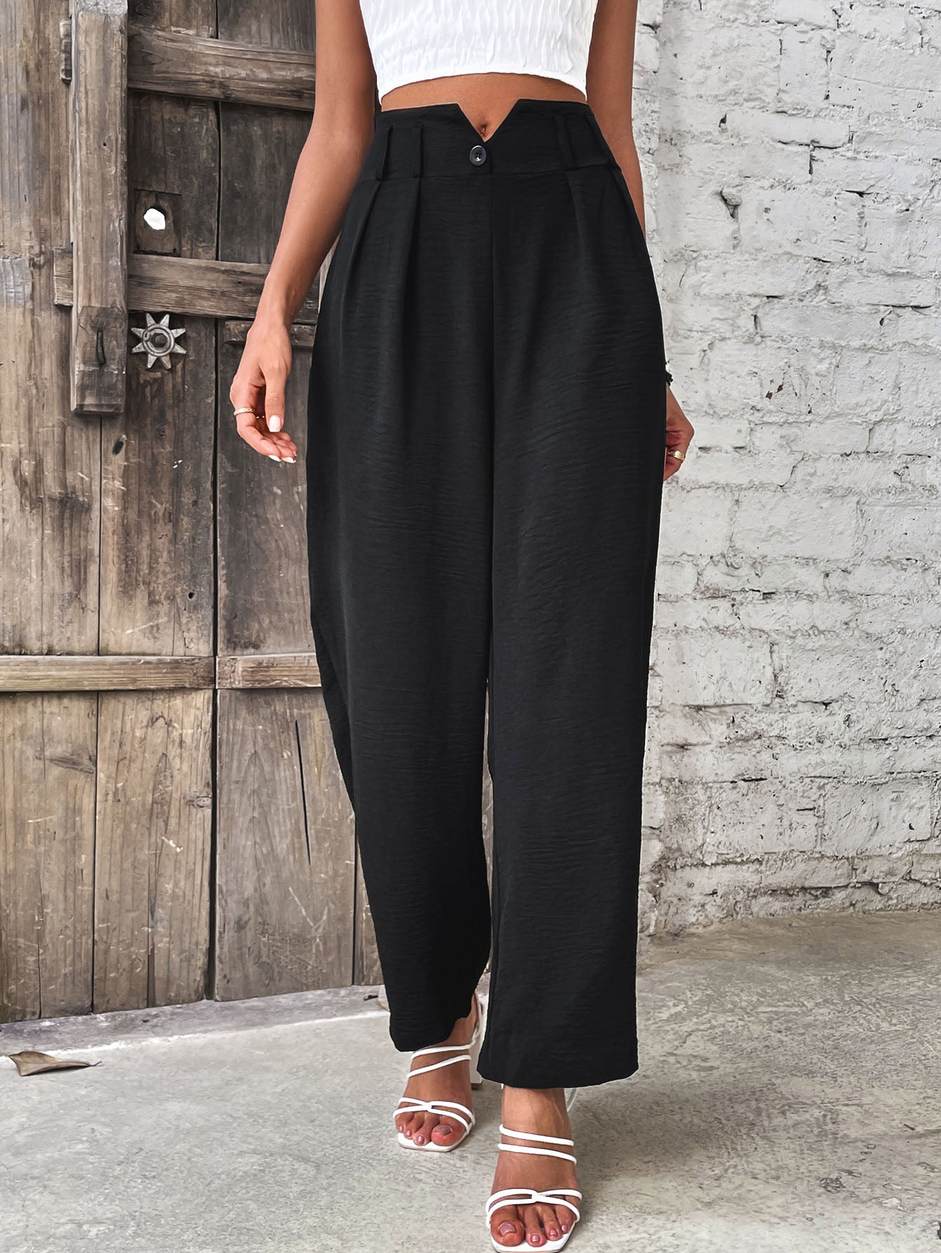 Perfee Ruched High Waist Straight Leg Pants – Trendsi | ClozArt