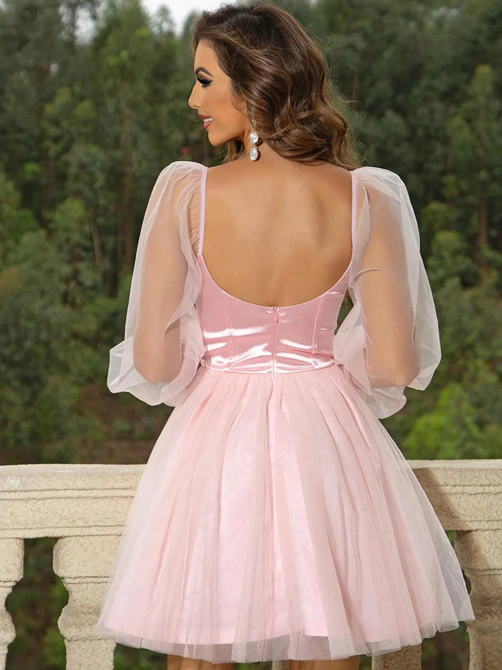 Sweetheart Neck Balloon Sleeve Mini Dress – Trendsi | ClozArt