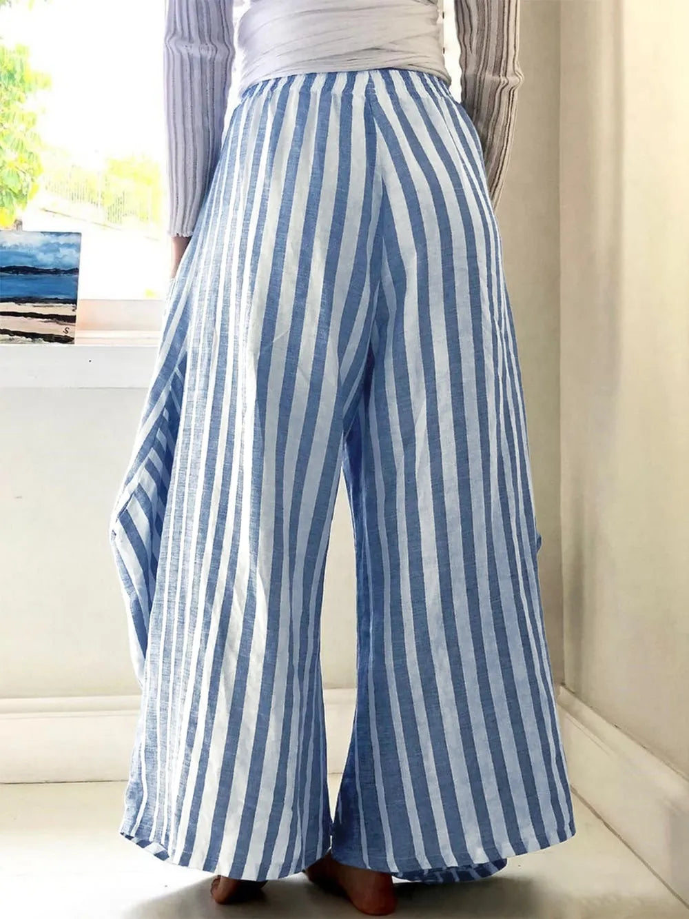 Striped Elastic Waist Wide Leg Pants – Trendsi | ClozArt