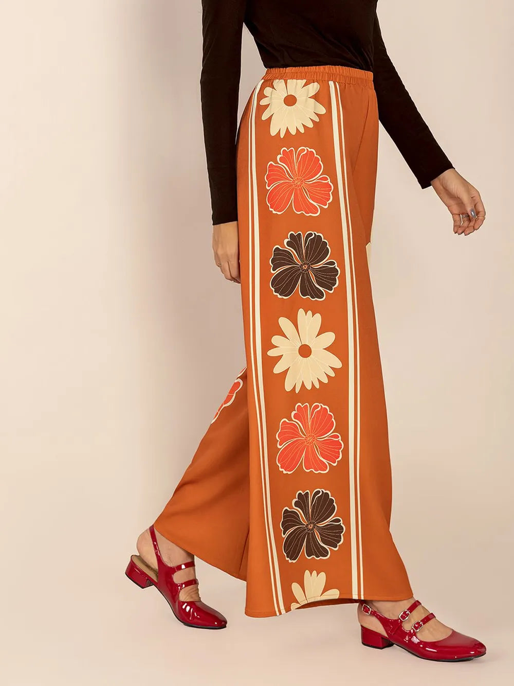 Printed Elastic Waist Wide Leg Pants – Trendsi | ClozArt