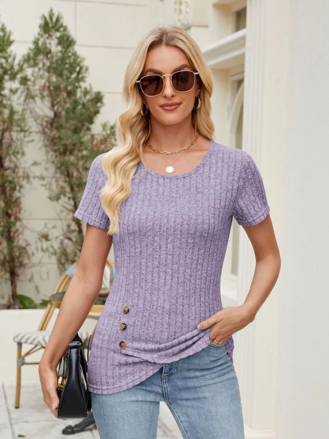Round Neck Short Sleeve T-Shirt – Trendsi | ClozArt