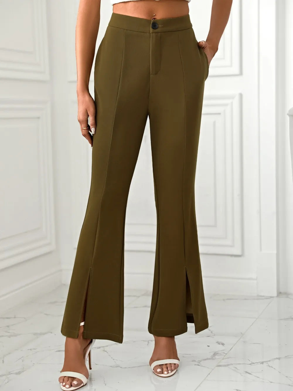 Slit Flare Pants with Pockets – Trendsi | ClozArt