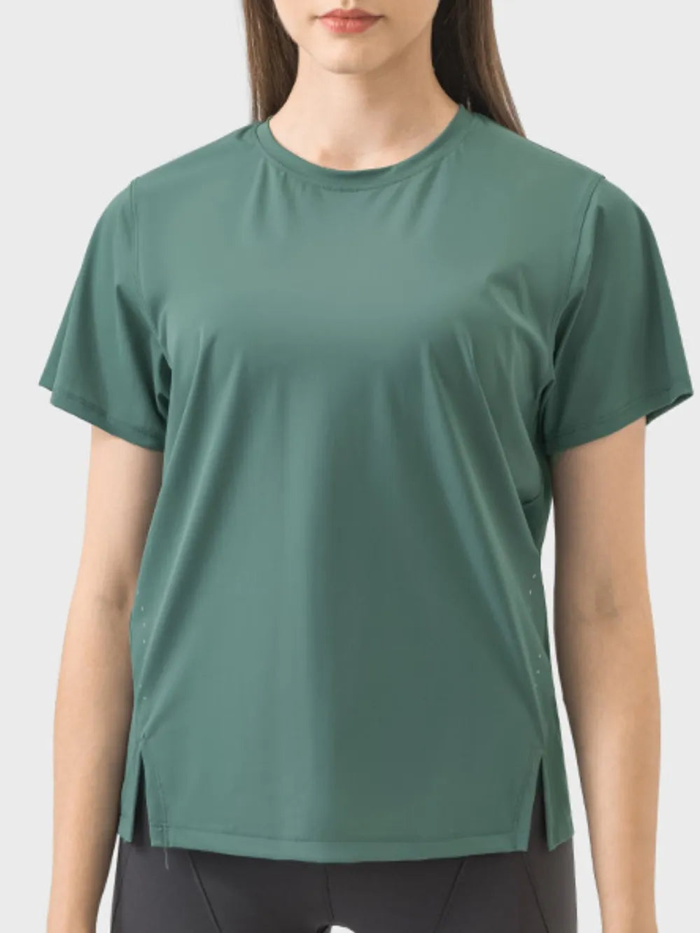 Millennia Slit Round Neck Short Sleeve Active T-Shirt – Trendsi | ClozArt