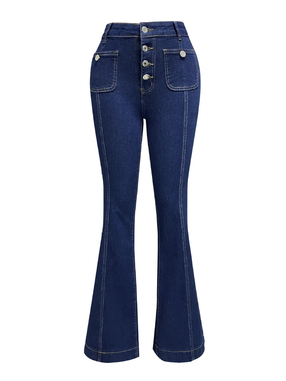 Button Fly High Waist Flare Jeans – Trendsi | ClozArt