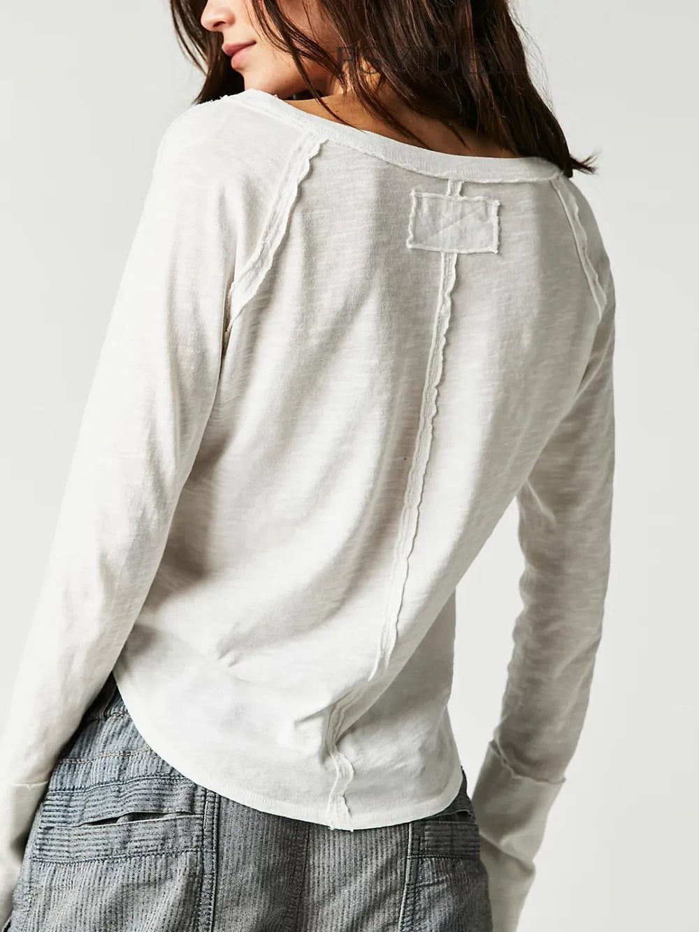 Exposed Seam Notched Long Sleeve T-Shirt – Trendsi | ClozArt