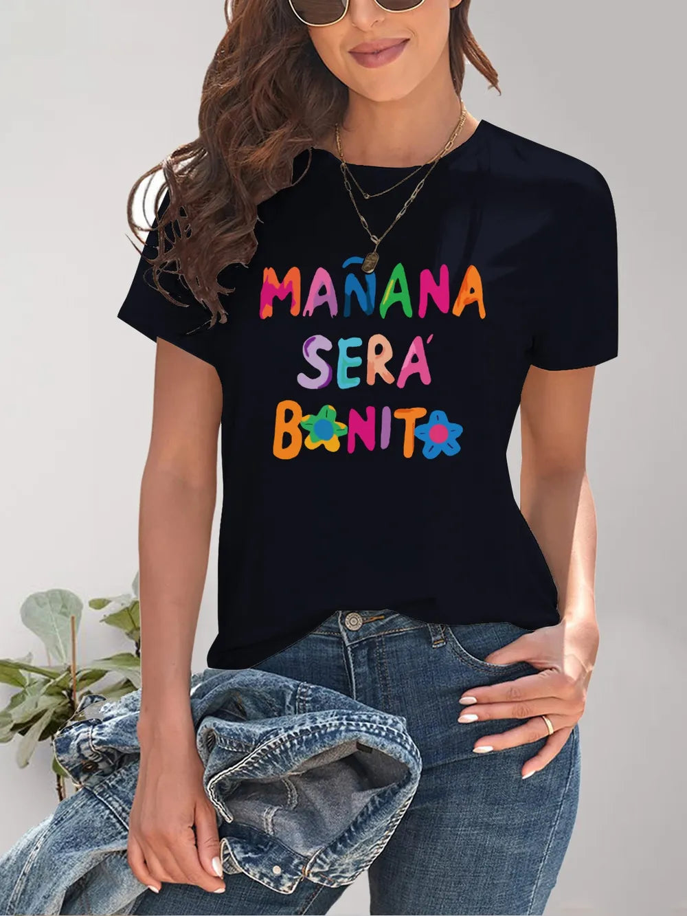 Letter Graphic Round Neck Short Sleeve T-Shirt – Trendsi | ClozArt